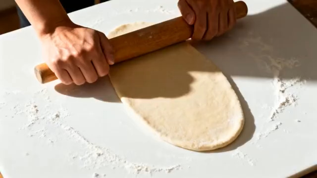  手工擀制面团过程2142#横屏 	 