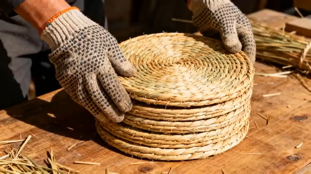  手工编织草垫制作过程2138#横屏 	 - 