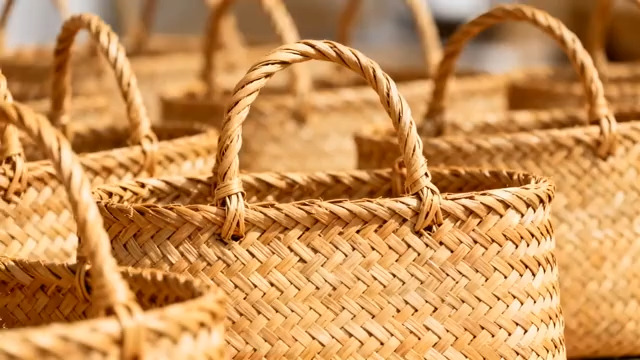  手工编织草编手提篮2137#横屏 	 -