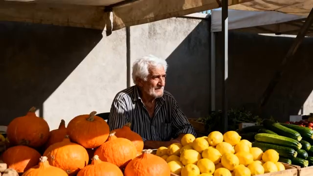  市场摊位前的老人2127#横屏 	 