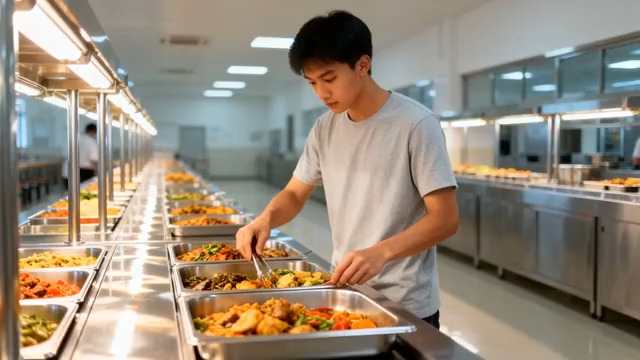  食堂打饭的男生2124#横屏 	 