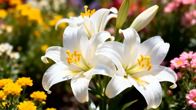  盛开的白色百合花2095#横屏 	 