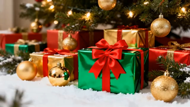  圣诞树下的礼物堆2085#横屏 	 