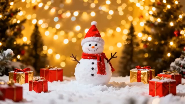  圣诞雪人礼物盒背景2087#横屏 	 