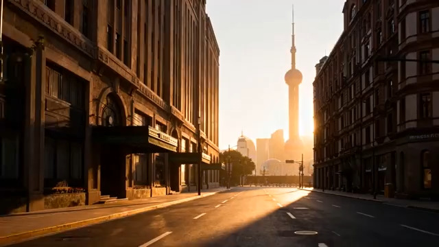  上海外滩晨曦街景2039#横屏 	 - 