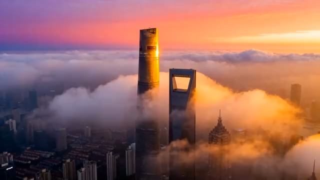  上海陆家嘴云海日出2036#横屏 	 