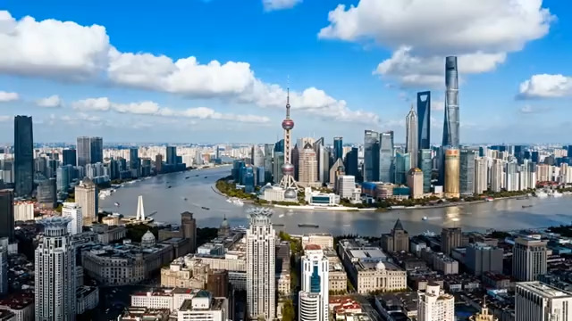  上海外滩全景航拍2041#横屏 	 