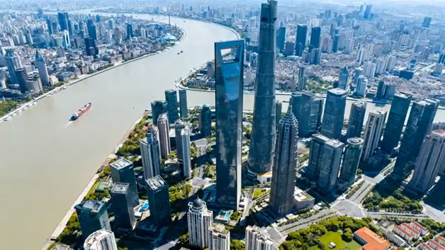  上海陆家嘴航拍全景2034#横屏 	 