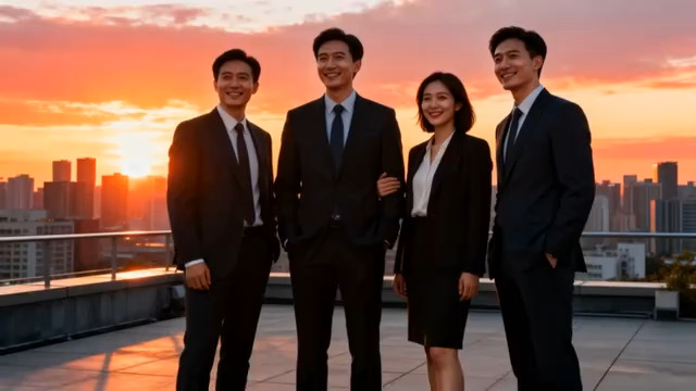  商务团队日落合影2023#横屏 	 - 