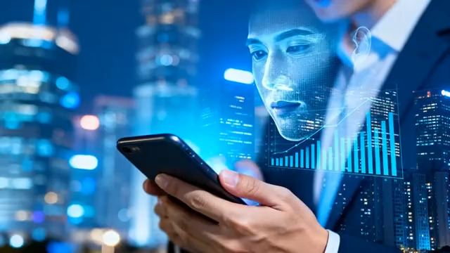  商务人士与AI科技互动2011#横屏 	 