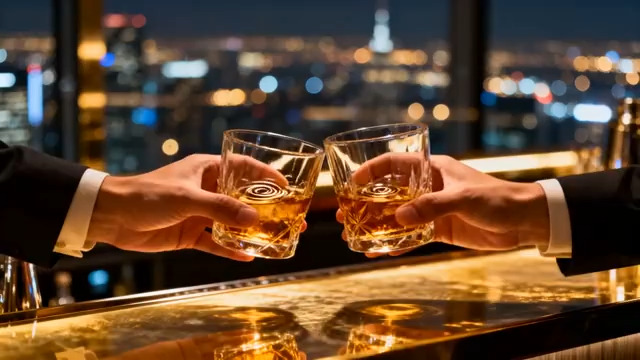  商务人士碰杯交流1999#横屏 	 