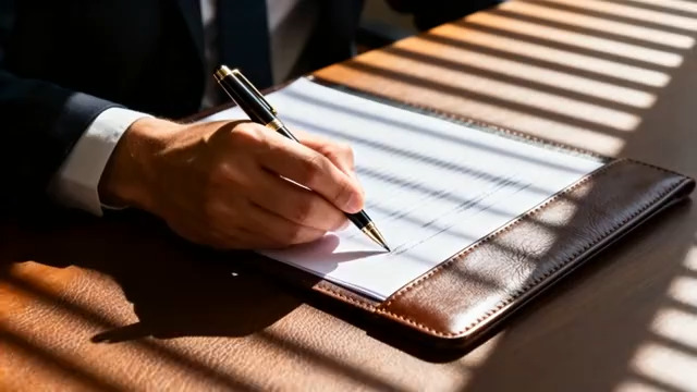  商务人士签署文件特写2001#横屏 	 