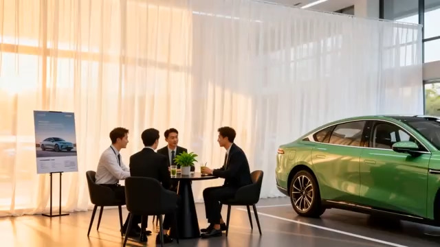  商务人士洽谈新能源汽车2000#横屏 	 