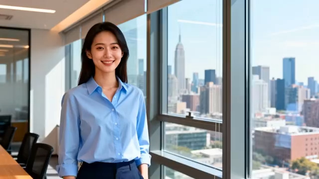  商务女性微笑看镜头1983#横屏 	 