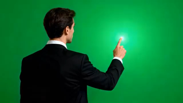  商务男士绿幕点击发光1974#横屏 	 