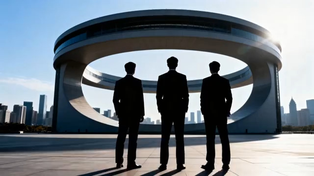  商务精英城市剪影1969#横屏 	 