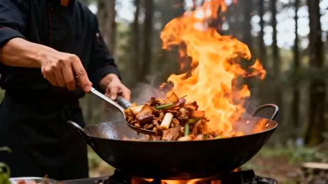  山林爆炒火焰美食1954#横屏 	 