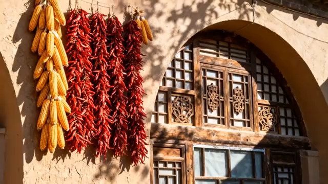  陕北窑洞丰收挂晒1962#横屏 	 