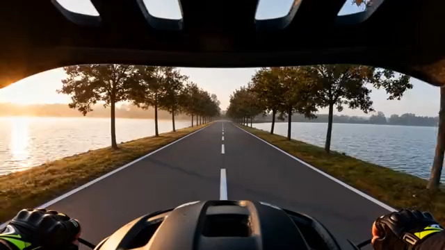  骑行视角：湖畔公路日出1703#横屏 	 - 