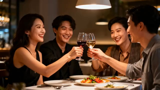  朋友聚会举杯欢庆1696#横屏 	 