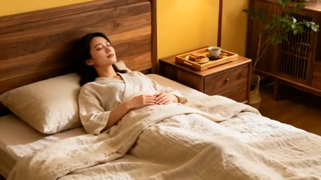  女子卧床休息放松时刻1681#横屏 	 