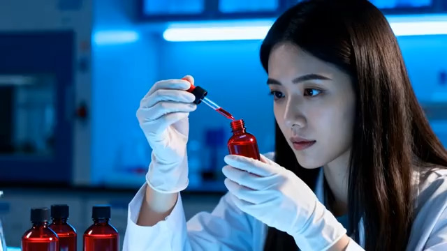  女研究员实验操作特写1672#横屏 	 -