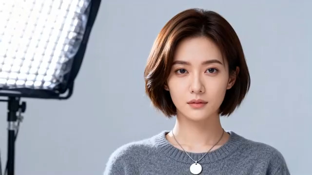  女性正面表情特写1669#横屏 	 