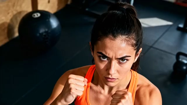  女子健身拳击特写1678#横屏 	 