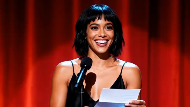  女性主持人演讲瞬间1671#横屏 	 