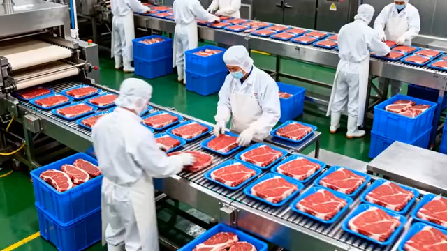  牛肉加工厂流水线作业1644#横屏 	 