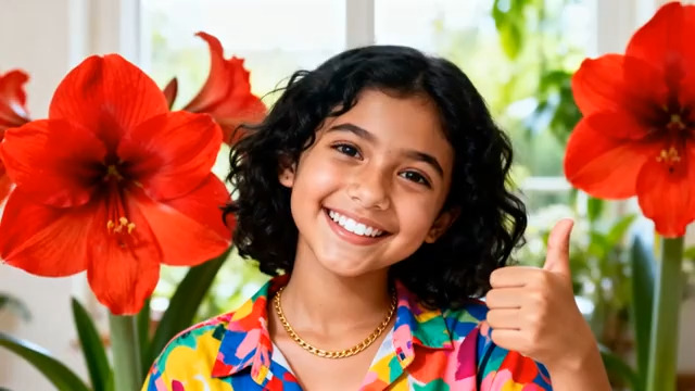  女孩微笑竖大拇指1654#横屏 	 