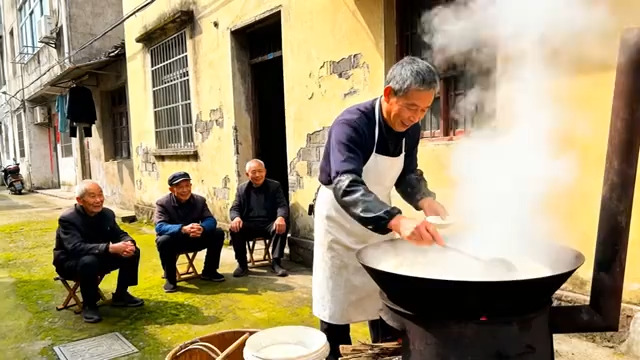  农村大锅熬粥场景1648#横屏 	 