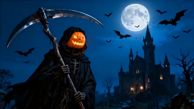  南瓜头死神月夜城堡1635#横屏 	 