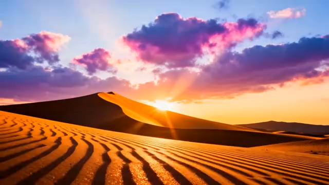  沙漠日落唯美景色1917#横屏 	 