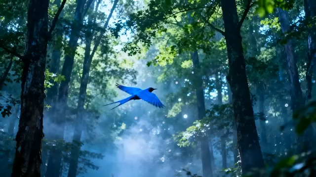  森林蓝鸟飞翔1893#横屏 	 