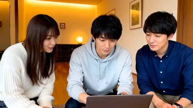  三人协作看电脑讨论1880#横屏 	 