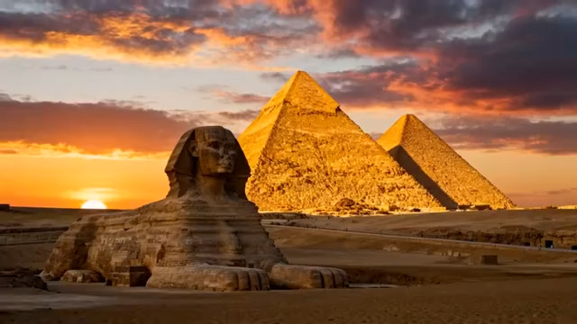  日落时分的埃及金字塔1853#横屏 	 