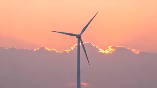  日落时分的风力发电机1855#横屏 	 -