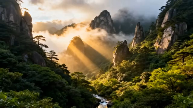  日出云海奇峰壮丽1842#横屏 	 