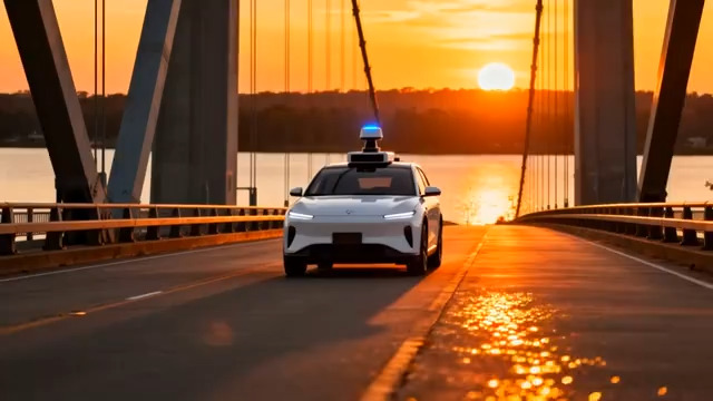  日落大桥自动驾驶汽车1849#横屏 	 