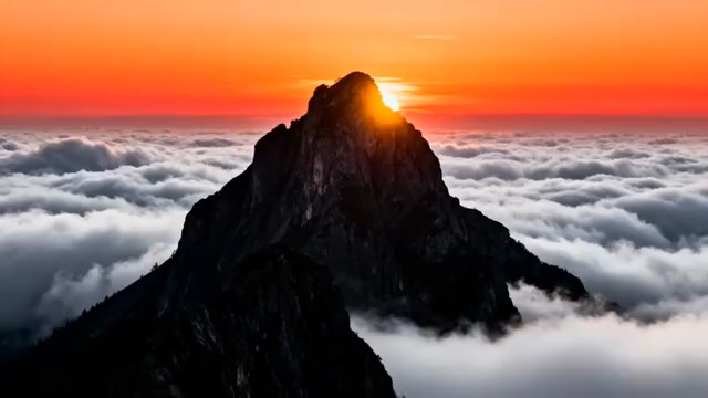  日出云海山峰壮丽景色1845#横屏 	 - 