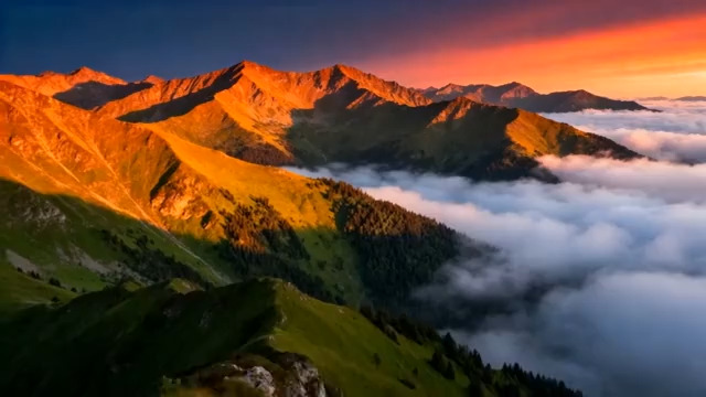  日出云海山川壮丽1843#横屏 	 