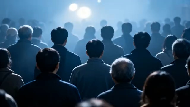  人群背影 聚光灯下1834#横屏 	 