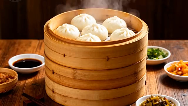  热气腾腾的中式包子1830#横屏 	 -