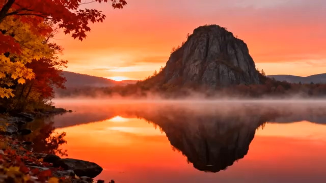  秋日山水日出美景1791#横屏 	 