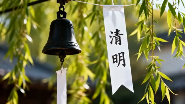  清明风铃与柳叶1772#横屏 	 