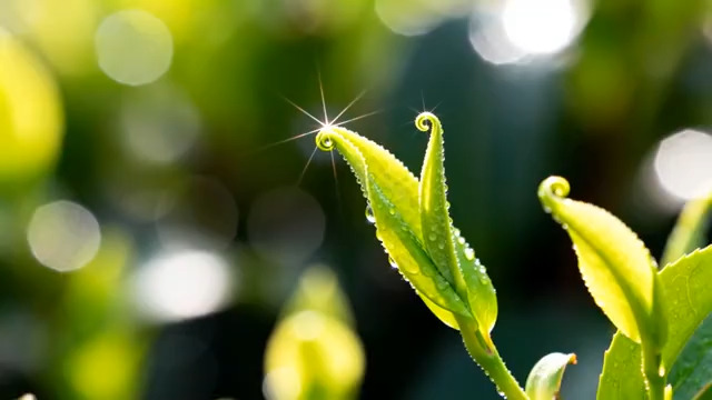  清晨露珠绿茶芽1768#横屏 	 - 