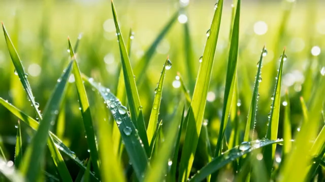  清晨带露珠的绿草地1760#横屏 	 