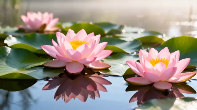  清晨粉色荷花池1762#横屏 	 