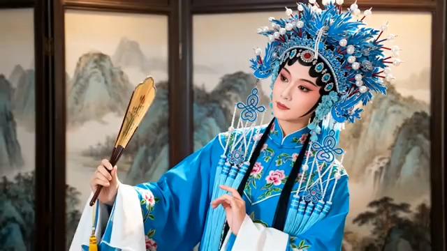  青衣执扇戏曲表演1757#横屏 	 